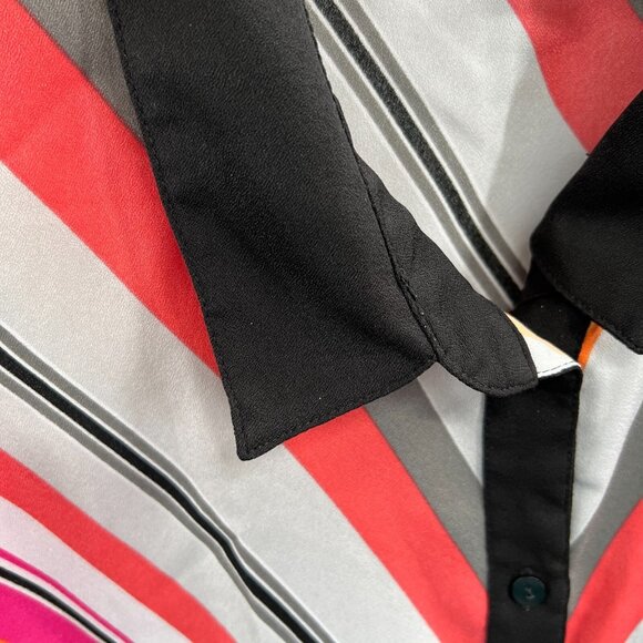 Worthington‎ Womens Top 2X Gray Pink Striped Button Front Sleeveless Shirt - Picture 6 of 8